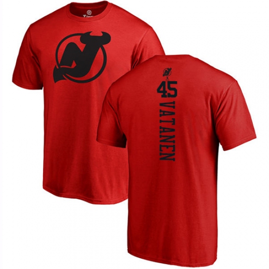 NHL Adidas New Jersey Devils 45 Sami Vatanen Red One Color Backer T-Shirt