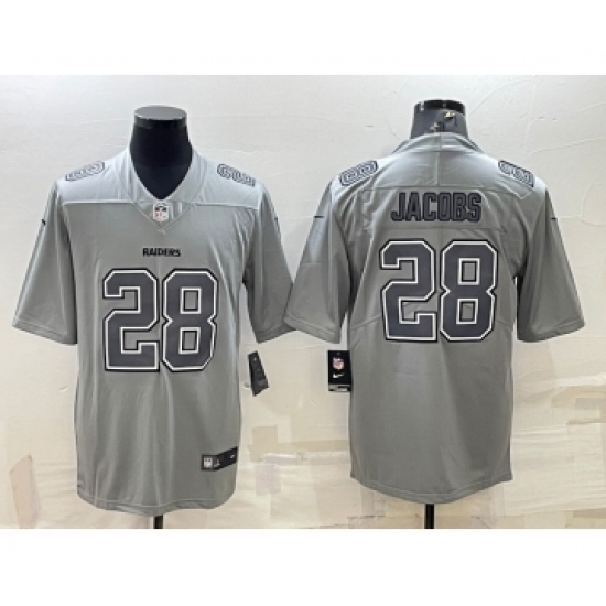 Men's Las Vegas Raiders 28 Josh Jacobs Grey Atmosphere Fashion Stitched Jersey