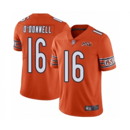 Youth Chicago Bears 16 Pat O'Donnell Orange Alternate 100th Season Limited Football Jersey