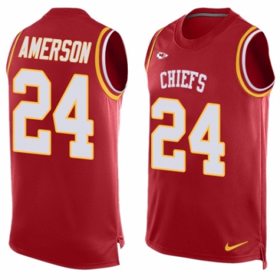 Men's Nike Kansas City Chiefs 24 David Amerson Limited Red Player Name & Number Tank Top NFL Jersey