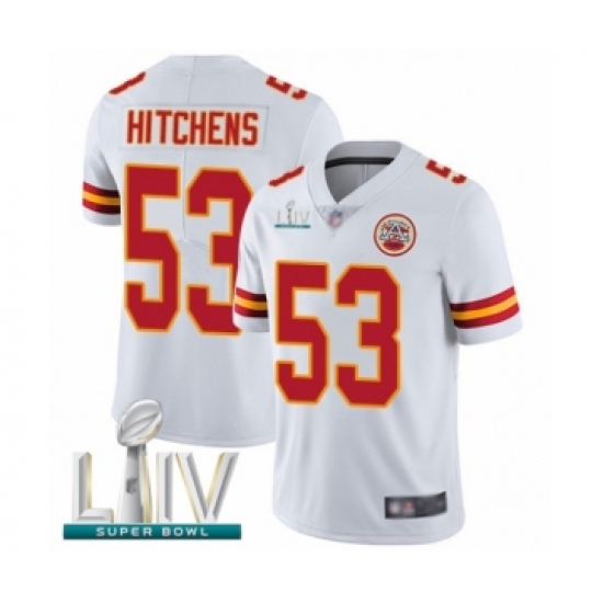Youth Kansas City Chiefs 53 Anthony Hitchens White Vapor Untouchable Limited Player Super Bowl LIV Bound Football Jersey
