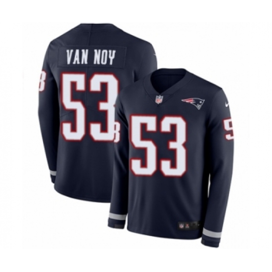 Men's Nike New England Patriots 56 Andre Tippett Limited Navy Blue Therma Long Sleeve NFL Jersey