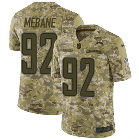 Men's Nike Los Angeles Chargers 92 Brandon Mebane Limited Camo 2018 Salute to Service NFL Jersey