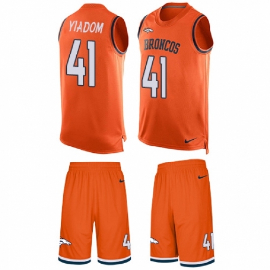 Men's Nike Denver Broncos 41 Isaac Yiadom Limited Orange Tank Top Suit NFL Jersey
