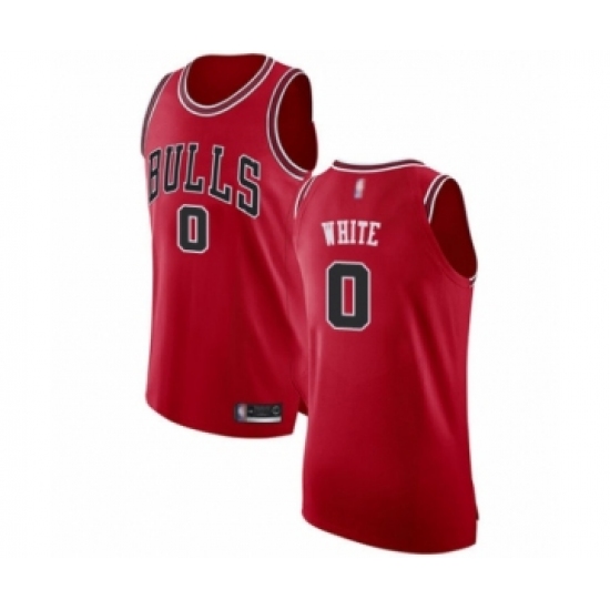 Men's Chicago Bulls 0 Coby White Authentic Red Basketball Jersey - Icon Edition
