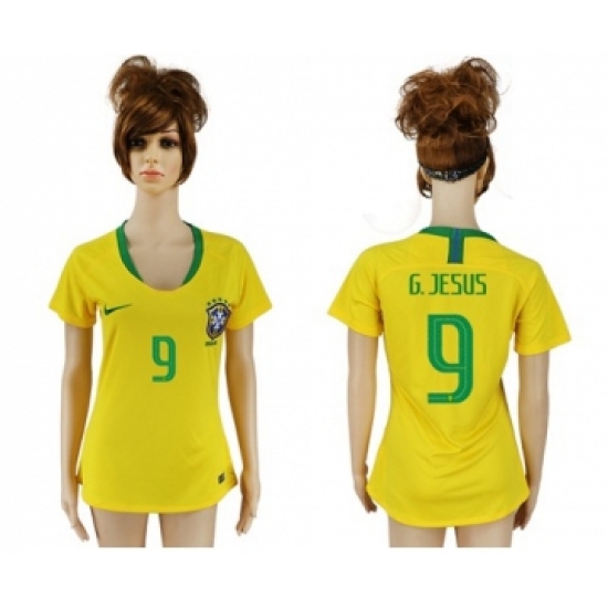 Women's Brazil 9 G.Jesus Home Soccer Country Jersey