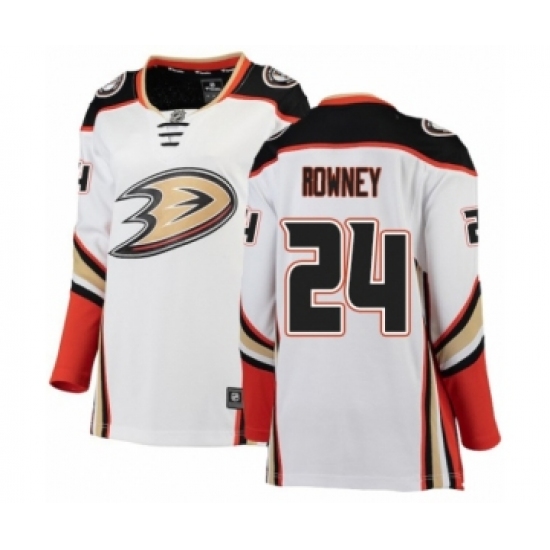 Women's Anaheim Ducks 24 Carter Rowney Authentic White Away Fanatics Branded Breakaway NHL Jersey