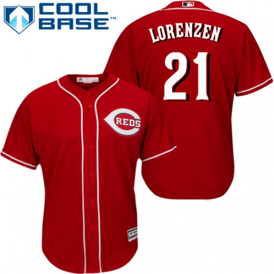 Men's Majestic Cincinnati Reds 21 Michael Lorenzen Replica Red Alternate Cool Base MLB Jersey