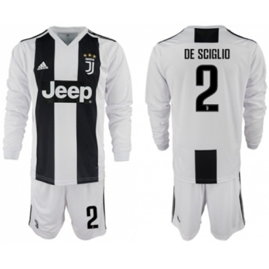 Juventus 2 De Sciglio Home Long Sleeves Soccer Club Jersey