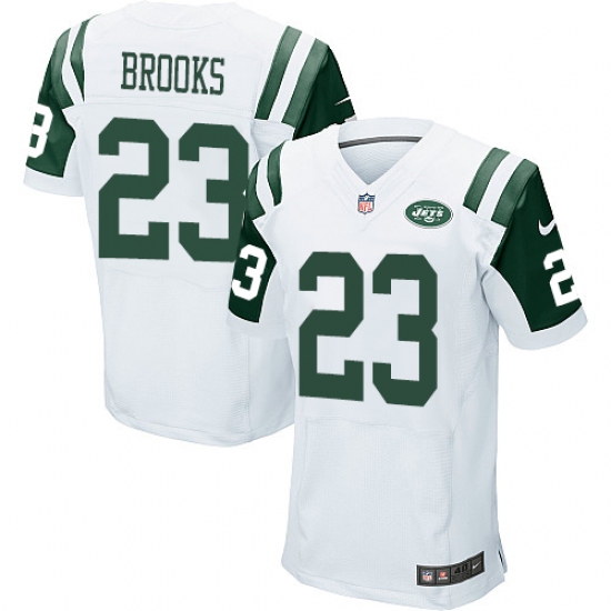 Men's Nike New York Jets 23 Terrence Brooks Elite White NFL Jersey
