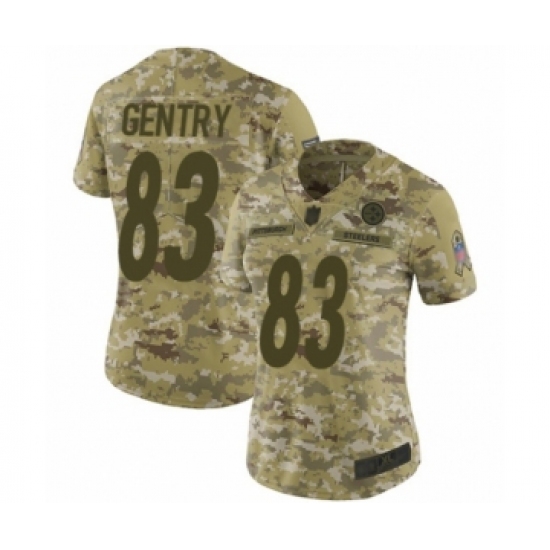 Women's Pittsburgh Steelers 83 Zach Gentry Limited Camo 2018 Salute to Service Football Jersey