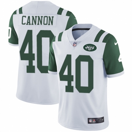 Men's Nike New York Jets 40 Trenton Cannon White Vapor Untouchable Limited Player NFL Jersey