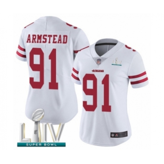 Women's San Francisco 49ers 91 Arik Armstead White Vapor Untouchable Limited Player Super Bowl LIV Bound Football Jersey