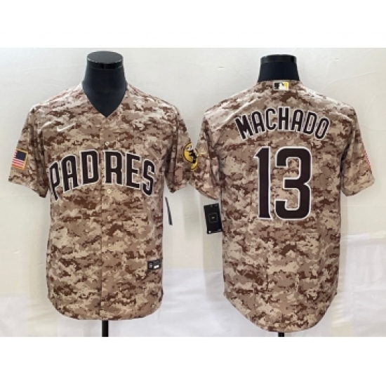 Men's San Diego Padres 13 Manny Machado Camo Cool Base Stitched Jersey