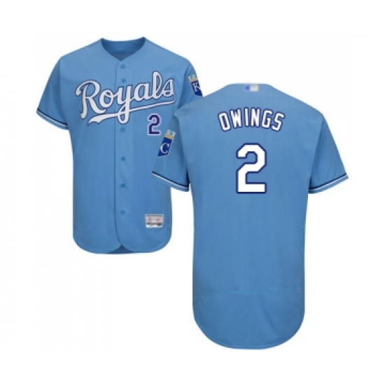 Men's Kansas City Royals 2 Chris Owings Light Blue Alternate Flex Base Authentic Collection Baseball Jersey