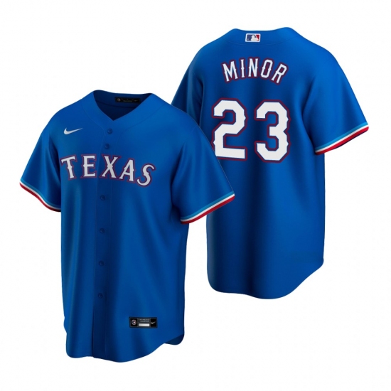 Men's Nike Texas Rangers 23 Mike Minor Royal Alternate Stitched Baseball Jersey