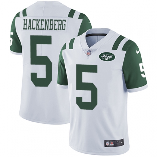 Men's Nike New York Jets 5 Christian Hackenberg White Vapor Untouchable Limited Player NFL Jersey