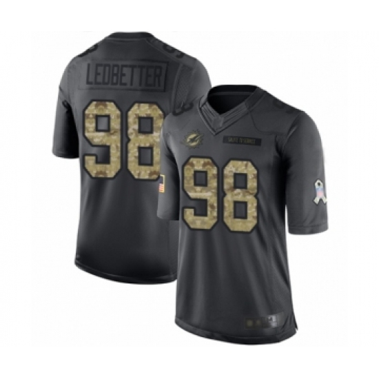 Youth Miami Dolphins 98 Jonathan Ledbetter Limited Black 2016 Salute to Service Football Jersey