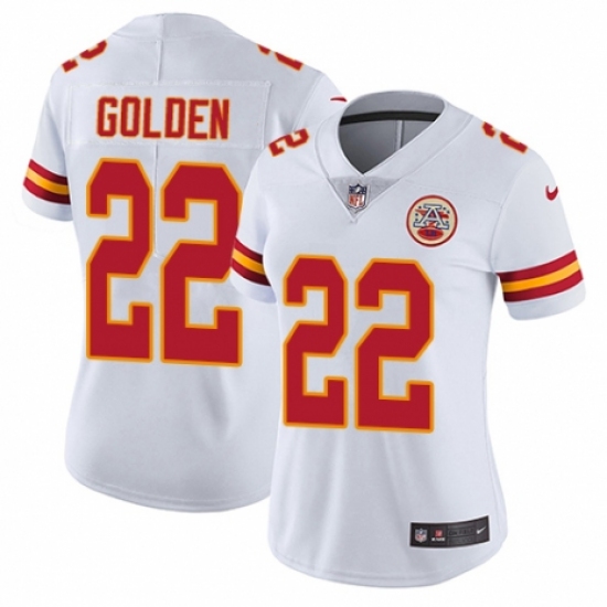 Women's Nike Kansas City Chiefs 22 Robert Golden White Vapor Untouchable Limited Player NFL Jersey