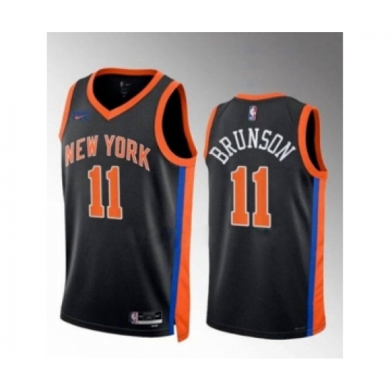 Men's New York Knicks 11 Jalen Brunson Black Stitched Basketball Jersey