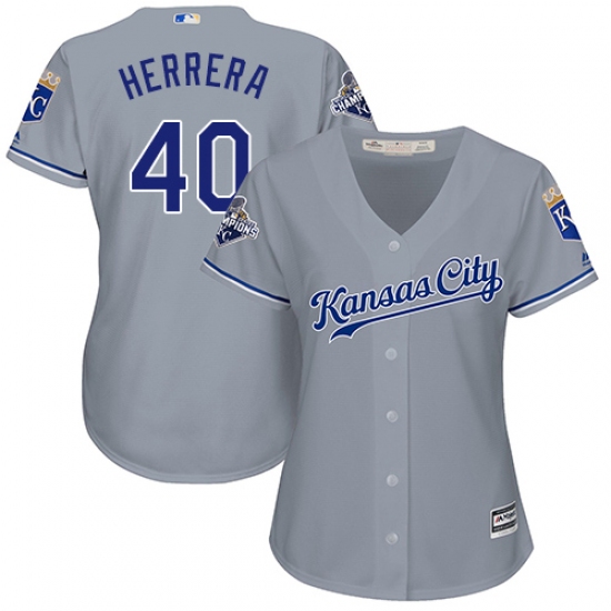 Women's Majestic Kansas City Royals 40 Kelvin Herrera Replica Grey Road Cool Base MLB Jersey