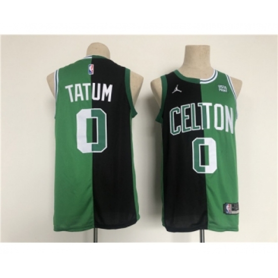 Men's Boston Celtics 0 Jayson Tatum 2022 Green Black Stitched Jersey