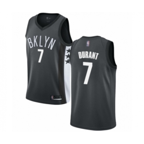 Men's Brooklyn Nets 7 Kevin Durant Authentic Gray Basketball Jersey Statement Edition