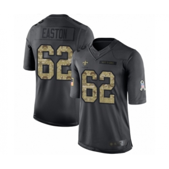 Men's New Orleans Saints 62 Nick Easton Limited Black 2016 Salute to Service Football Jersey