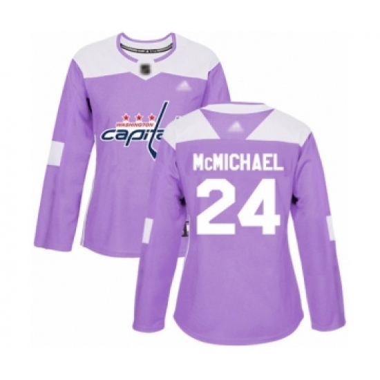 Women's Washington Capitals 24 Connor McMichael Authentic Purple Fights Cancer Practice Hockey Jersey