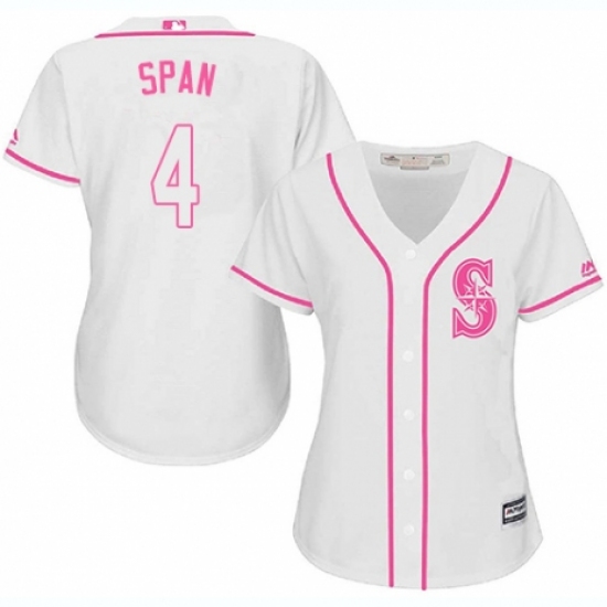 Women's Majestic Seattle Mariners 4 Denard Span Authentic White Fashion Cool Base MLB Jersey