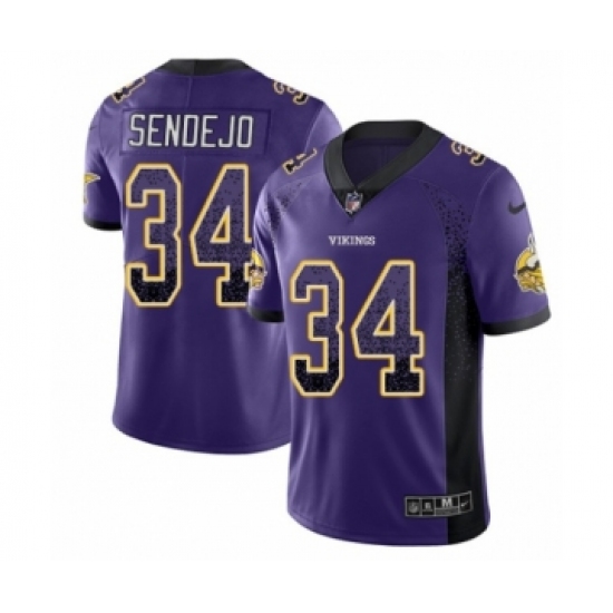 Youth Nike Minnesota Vikings 34 Andrew Sendejo Limited Purple Rush Drift Fashion NFL Jersey