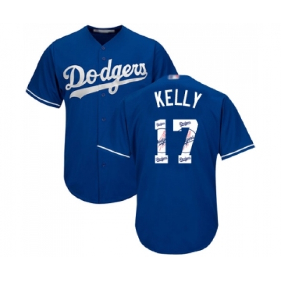 Men's Los Angeles Dodgers 17 Joe Kelly Authentic Royal Blue Team Logo Fashion Cool Base Baseball Jersey