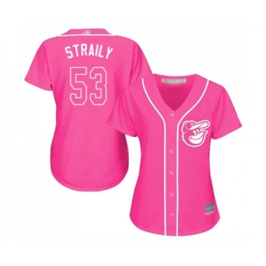 Women's Baltimore Orioles 53 Dan Straily Replica Pink Fashion Cool Base Baseball Jersey