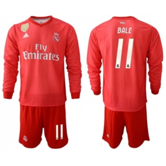 Real Madrid 11 Bale Third Long Sleeves Soccer Club Jersey