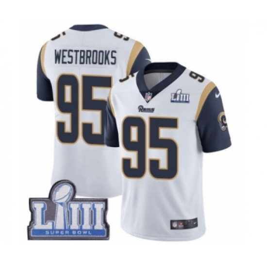 Men's Nike Los Angeles Rams 95 Ethan Westbrooks White Vapor Untouchable Limited Player Super Bowl LIII Bound NFL Jersey