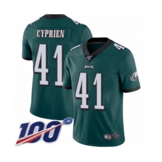 Men's Philadelphia Eagles 41 Johnathan Cyprien Midnight Green Team Color Vapor Untouchable Limited Player 100th Season Football Jersey