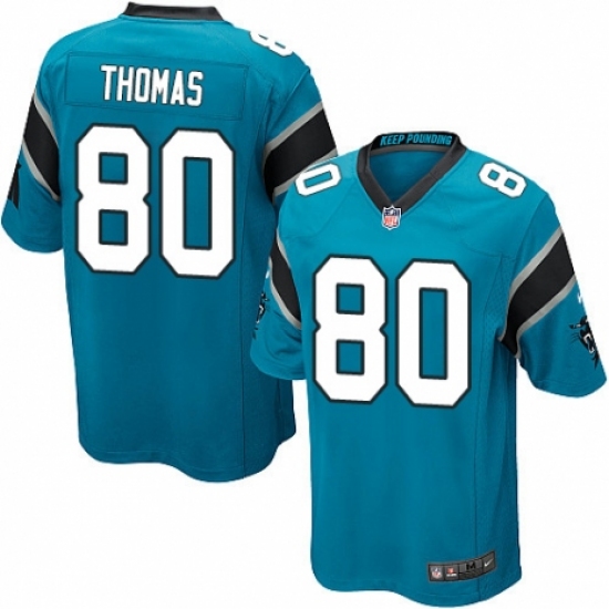 Men's Nike Carolina Panthers 80 Ian Thomas Game Blue Alternate NFL Jersey