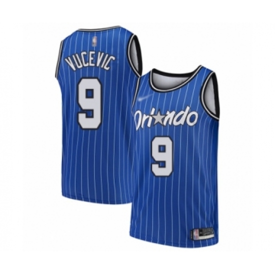 Men's Orlando Magic 9 Nikola Vucevic Authentic Blue Hardwood Classics Basketball Jersey