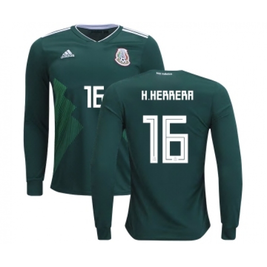 Mexico 16 H.Herrera Home Long Sleeves Kid Soccer Country Jersey