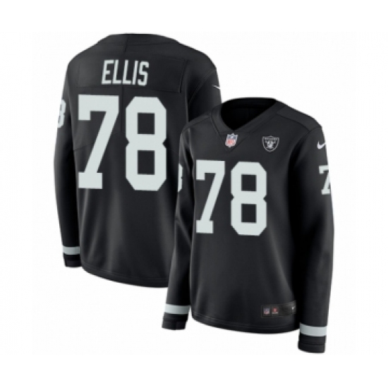 Women's Nike Oakland Raiders 78 Justin Ellis Limited Black Therma Long Sleeve NFL Jersey