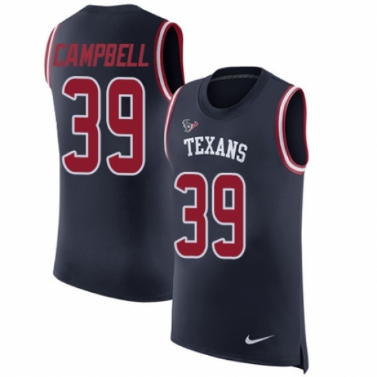Men's Nike Houston Texans 39 Ibraheim Campbell Navy Blue Rush Player Name & Number Tank Top NFL Jersey