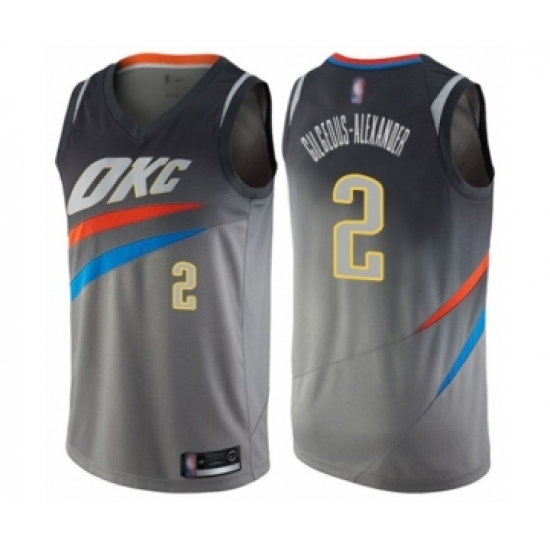 Men's Oklahoma City Thunder 2 Shai Gilgeous-Alexander Swingman Gray Basketball Jersey - City Edition