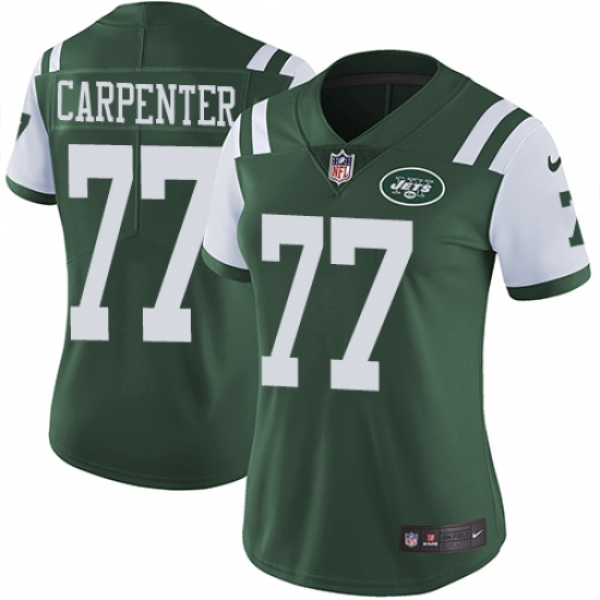 Women's Nike New York Jets 77 James Carpenter Green Team Color Vapor Untouchable Limited Player NFL Jersey