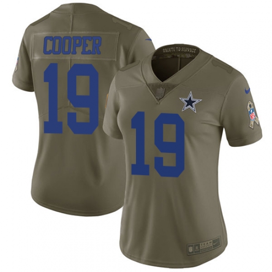Women's Nike Dallas Cowboys 19 Amari Cooper Limited Olive 2017 Salute to Service NFL Jersey