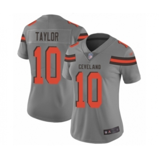 Women's Cleveland Browns 10 Taywan Taylor Limited Gray Inverted Legend Football Jersey