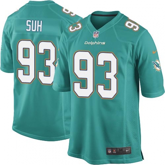 Men's Nike Miami Dolphins 93 Ndamukong Suh Game Aqua Green Team Color NFL Jersey