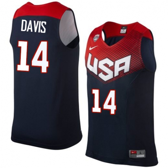 Men's Nike Team USA 14 Anthony Davis Swingman Navy Blue 2014 Dream Team Basketball Jersey