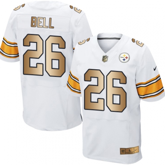 Men's Nike Pittsburgh Steelers 26 Le'Veon Bell Elite White/Gold NFL Jersey