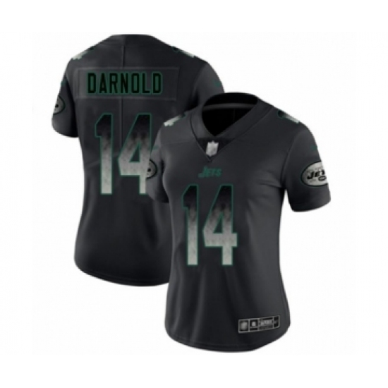 Women's New York Jets 14 Sam Darnold Limited Black Smoke Fashion Football Jersey