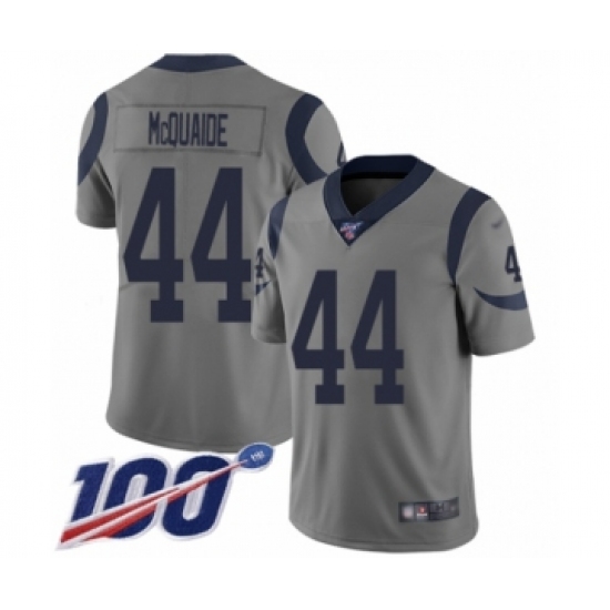 Men's Los Angeles Rams 44 Jacob McQuaide Limited Gray Inverted Legend 100th Season Football Jersey